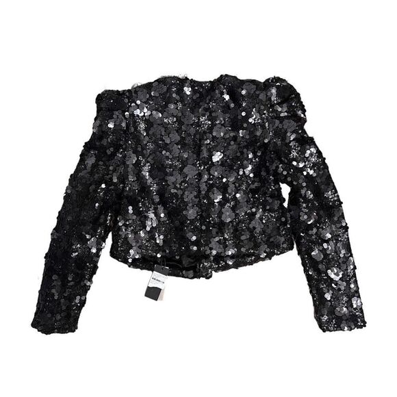 Blank NYC Jacket Women’s XS Black Sequin Puff Sleeve Crop Party Club Revolve NEW - Picture 13 of 16